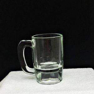 Vintage Clear Glass Mug Beer Ale Panel Base Heavy